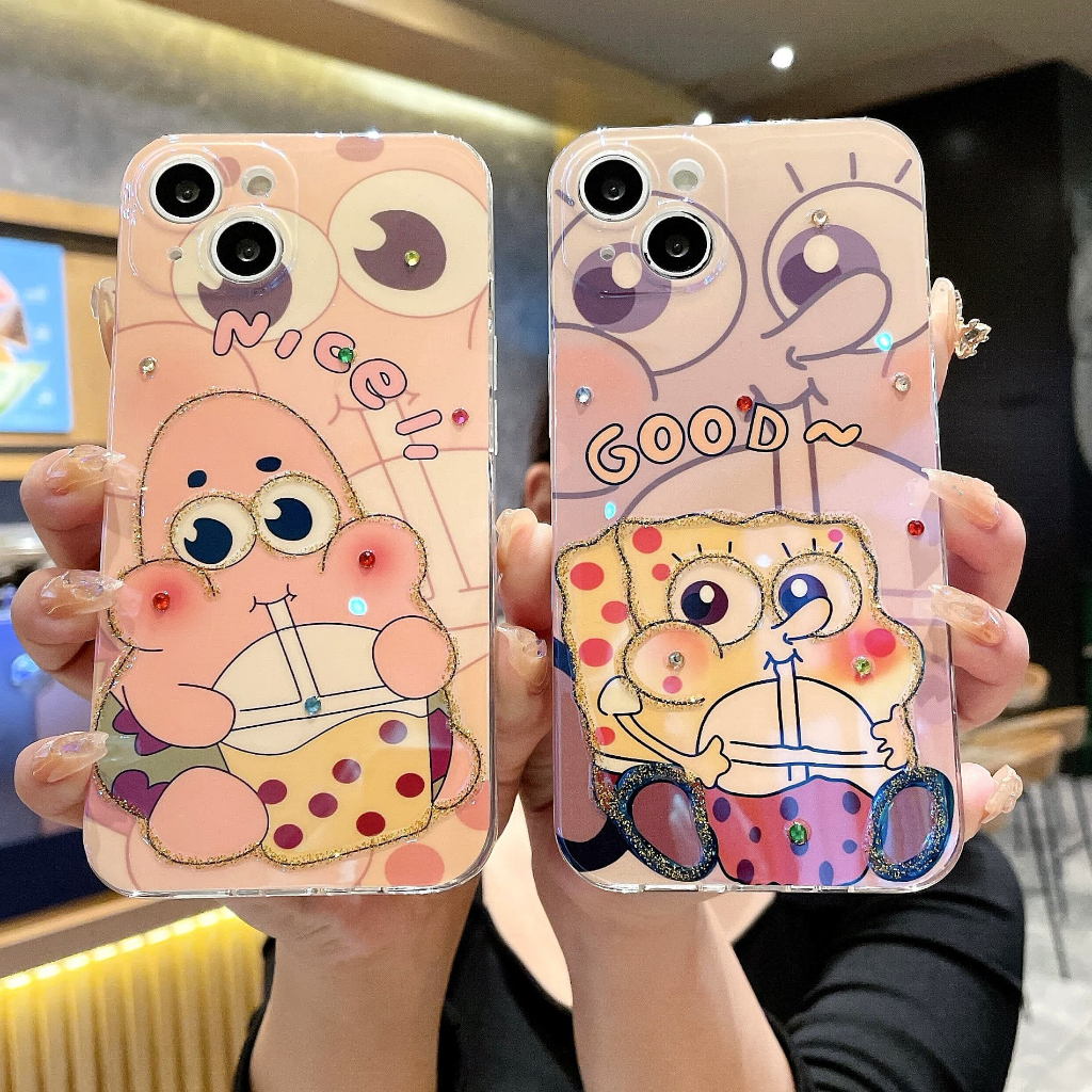 Ốp Lưng Chống Sốc Bảo Vệ Toàn Diện Họa Tiết Hoạt Hình Spongebob Cho iPhone 14Promax 14Pro 14 13 12 11 X 8P 7P 7