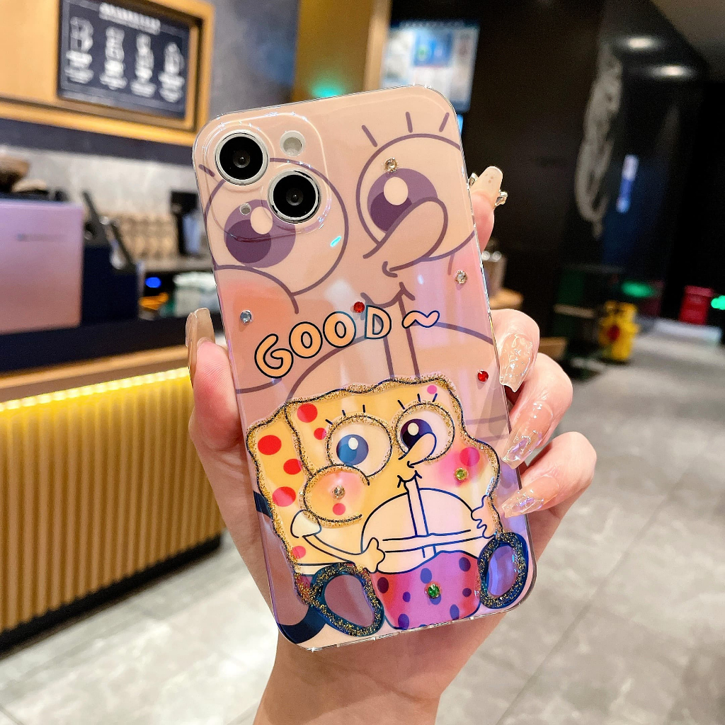 Ốp Lưng Chống Sốc Bảo Vệ Toàn Diện Họa Tiết Hoạt Hình Spongebob Cho iPhone 14Promax 14Pro 14 13 12 11 X 8P 7P 7
