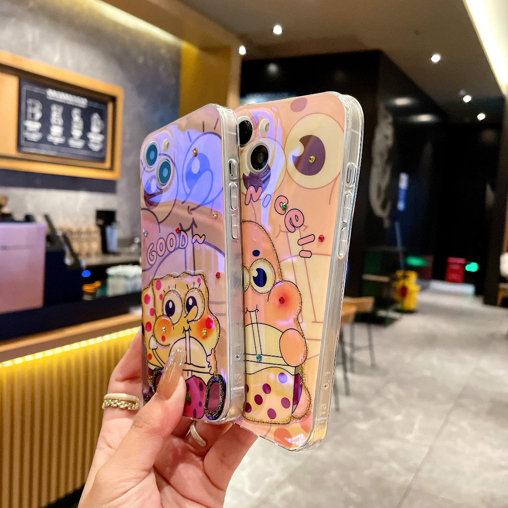 Ốp Lưng Chống Sốc Bảo Vệ Toàn Diện Họa Tiết Hoạt Hình Spongebob Cho iPhone 14Promax 14Pro 14 13 12 11 X 8P 7P 7