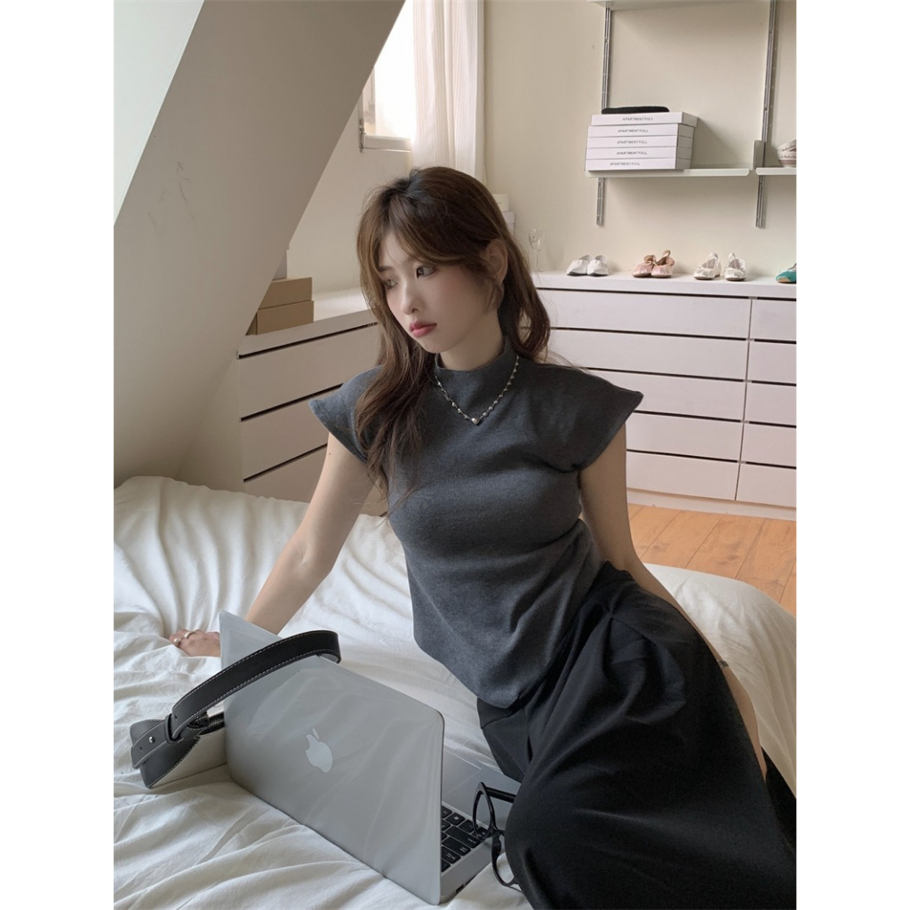 ZHELIHANGFEI Áo Sweater Cổ Lọ Phong Cách Hàn Quốc Đơn Giản Cho Nữ