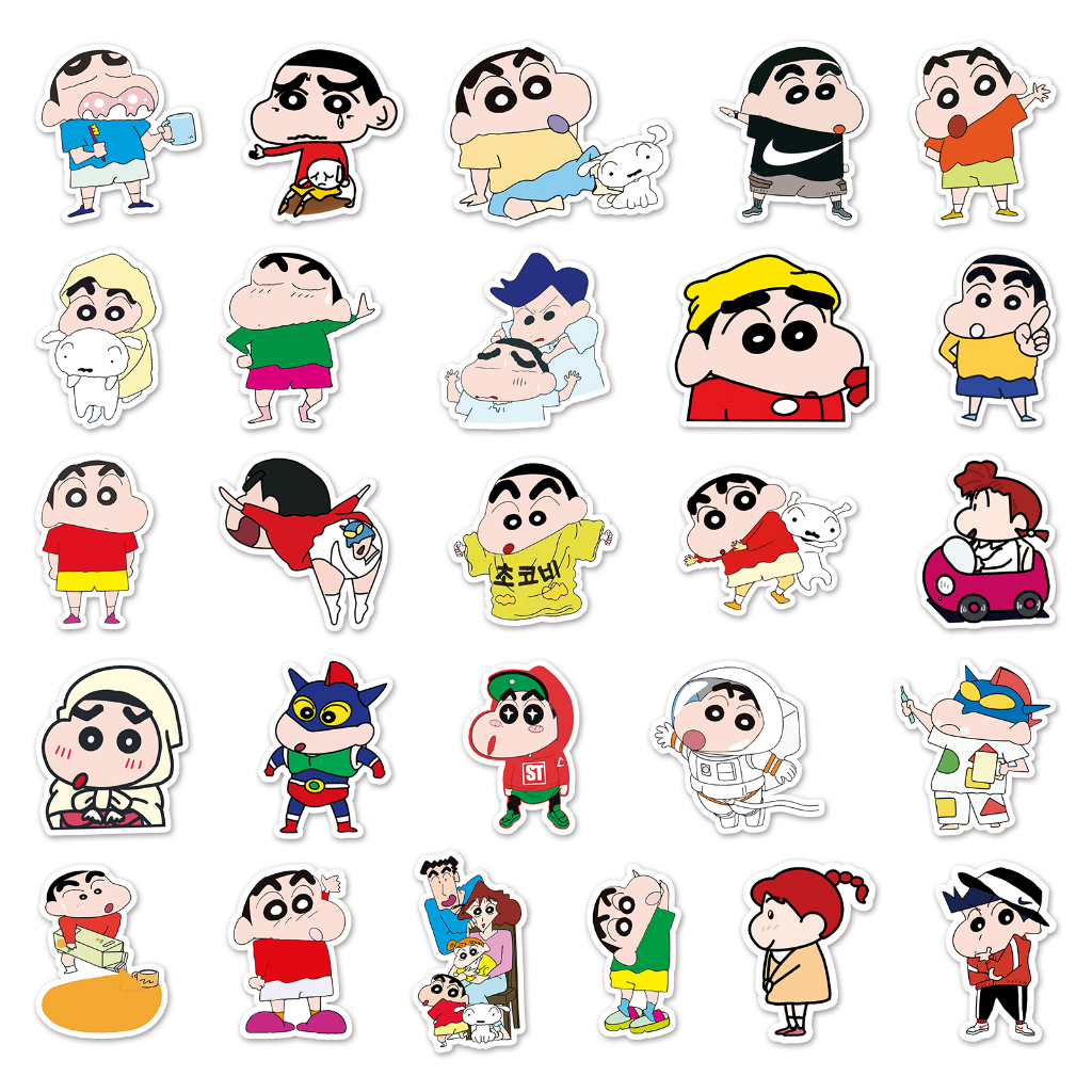 Bộ 51 Miếng Dán Trang Trí Xe Hơi / Nhà Cửa Hình Cậu Bé Bút Chì Shin Vui Nhộn Chống Thấm Nước