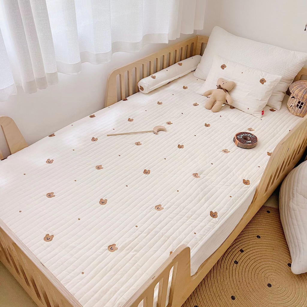 Vỏ Bọc Nệm Lót Cũi Em Bé Chất Liệu Cotton