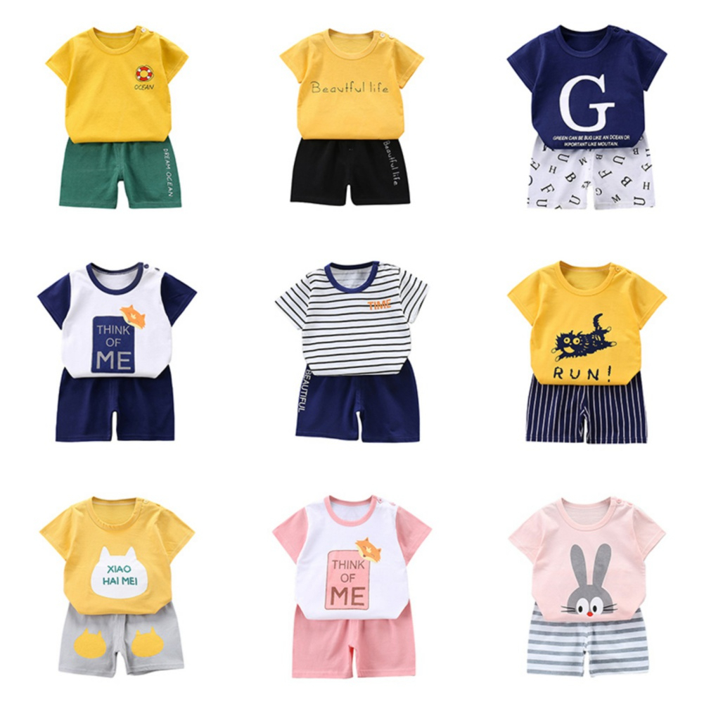 Set Áo Thun Ngắn Tay Và Quần Short Thời Trang Mùa Hè Phong Cách Mới Cho Bé Trai Và Gái