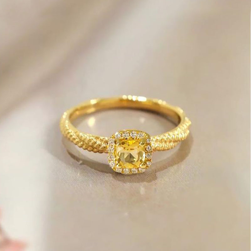 Nhẫn Titan Vàng 18K Đính Đá Zircon AAA + Zircon Cho Nữ