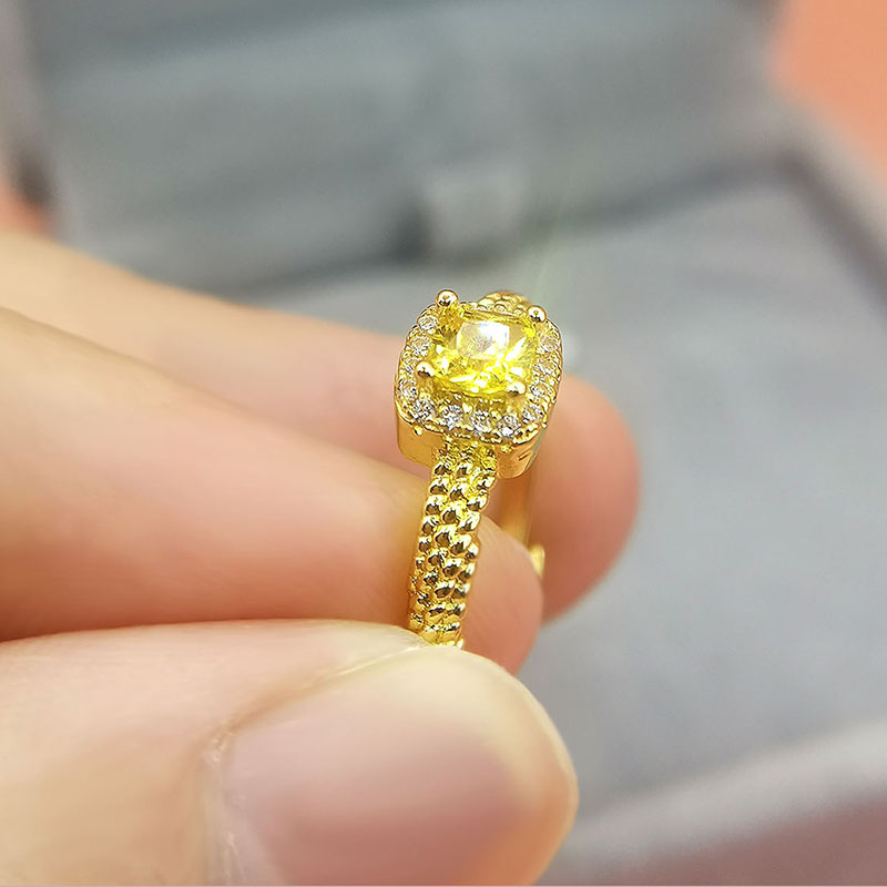 Nhẫn Titan Vàng 18K Đính Đá Zircon AAA + Zircon Cho Nữ