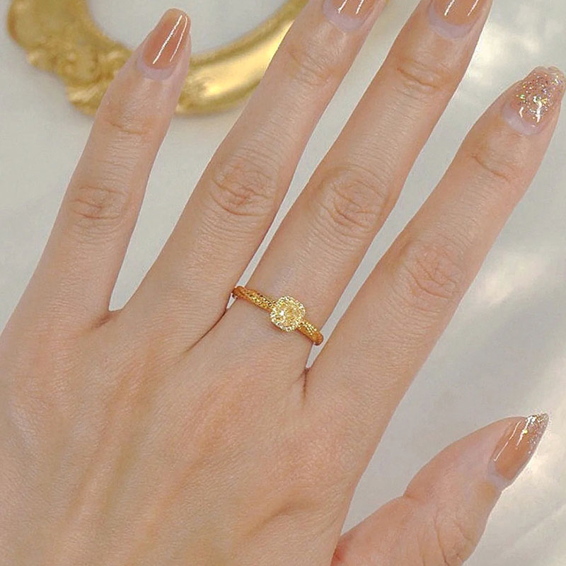 Nhẫn Titan Vàng 18K Đính Đá Zircon AAA + Zircon Cho Nữ