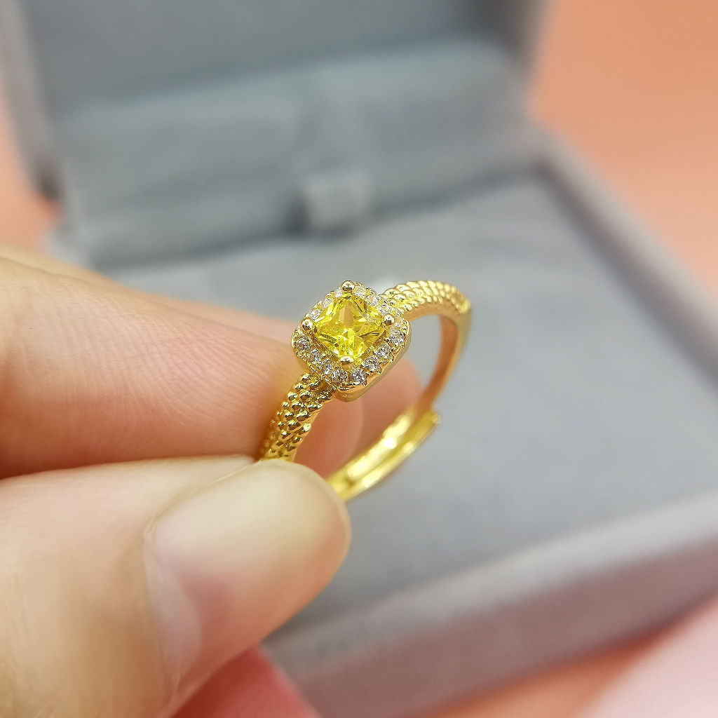 Nhẫn Titan Vàng 18K Đính Đá Zircon AAA + Zircon Cho Nữ