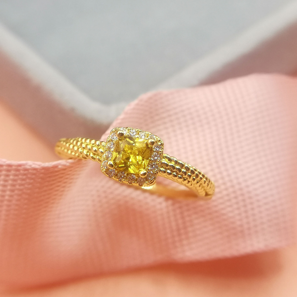 Nhẫn Titan Vàng 18K Đính Đá Zircon AAA + Zircon Cho Nữ