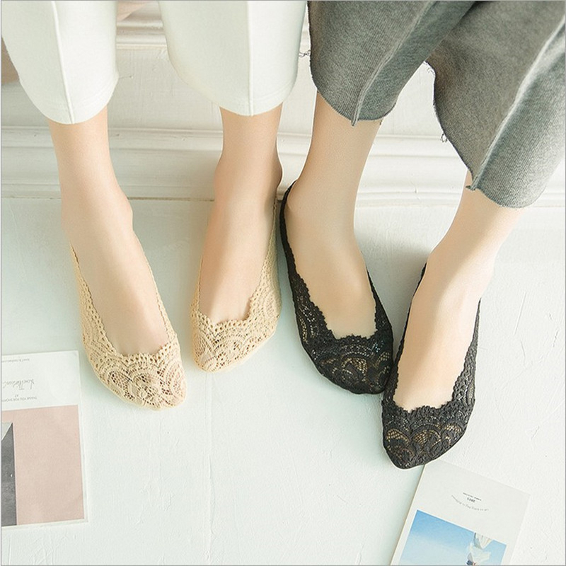 FHYL Vớ Thuyền Ren Trơn Màu Đơn Giản Ngọt Ngào Thời Trang Hàn Quốc Mùa Hè Hàng Có Sẵn Mới Dành Cho Bạn Nữ