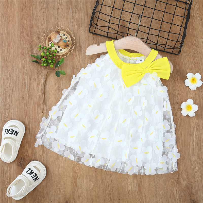 Đầm Vải Gạc Không Tay Thắt Nơ In Hoa Mùa Hè Mẫu Mới Cho Bé Gái Sơ Sinh 0-3 Tuổi