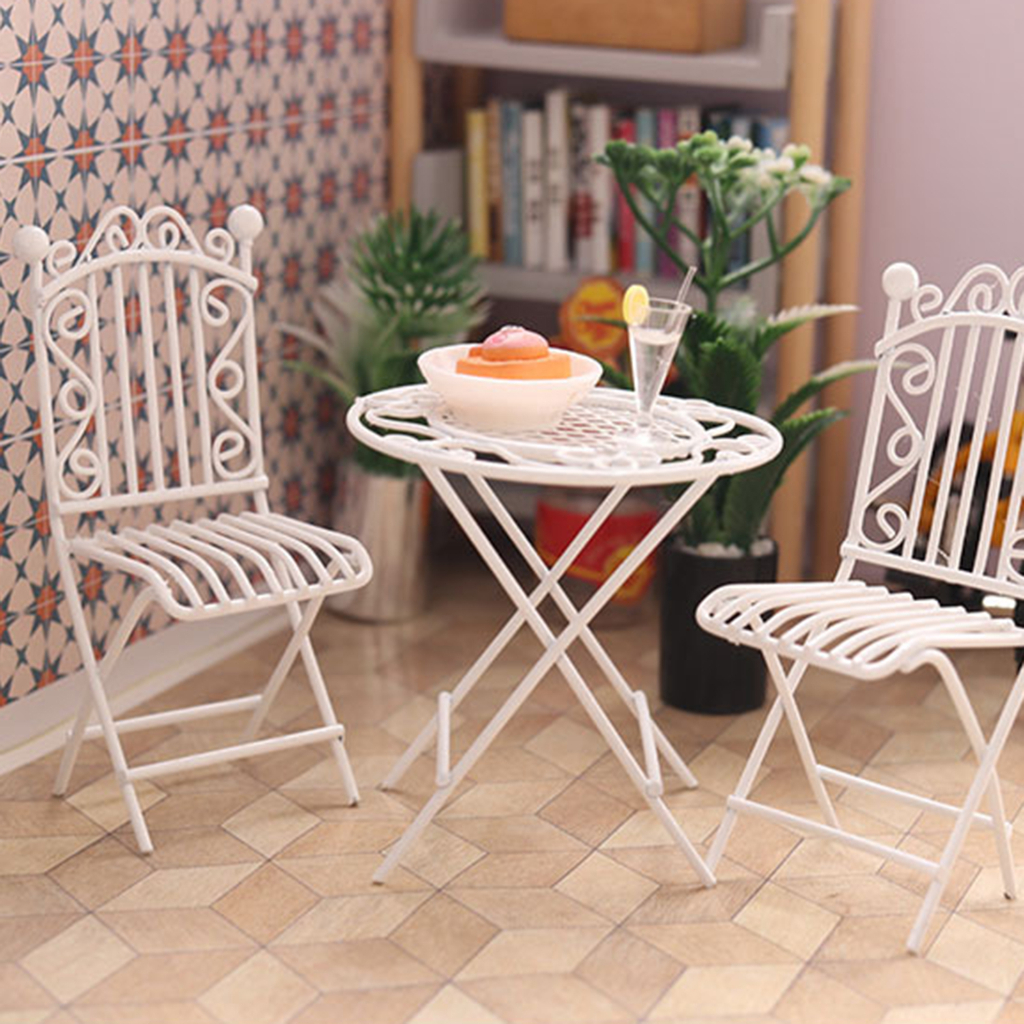Mô Hình Bàn Ghế Kim Loại Chống Rỉ Sét Trang Trí Nhà Búp Bê Tỉ Lệ 1: 12