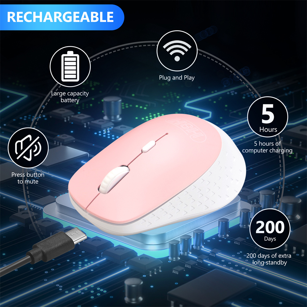 Chuột không dây 2.4G Bằng Silicon Kèm Bộ Nhận Type c Cho Điện Thoại / Laptop / Máy Tính Bảng