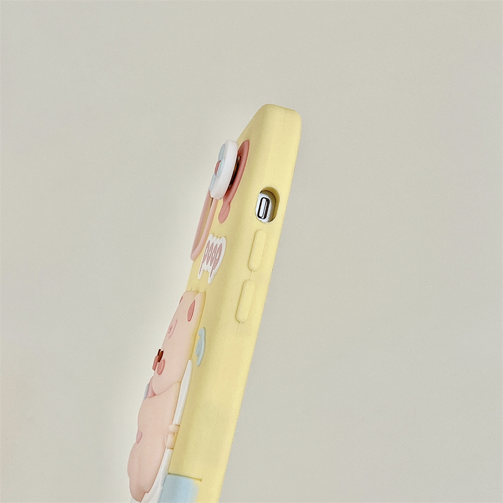 Ốp Điện Thoại Silicone Hình Heo Và Quạt Cho iPhone 14ProMax 13 iPhone11 12Promax iPhone