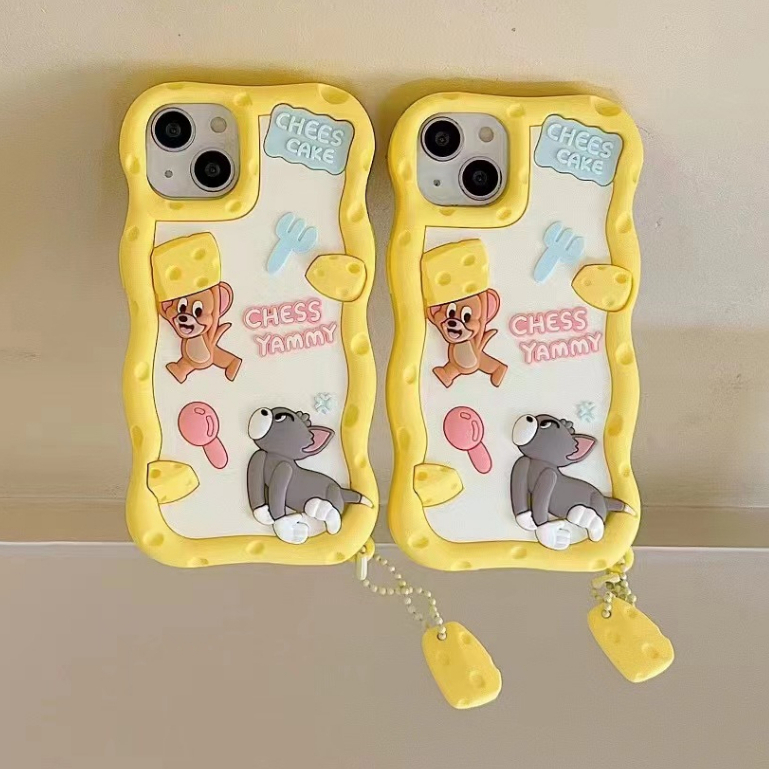 Ốp Điện Thoại Silicone In Hình Mèo Và Chuột Cho iPhone 14ProMax 13 iPhone11 12Promax XR XS Max
