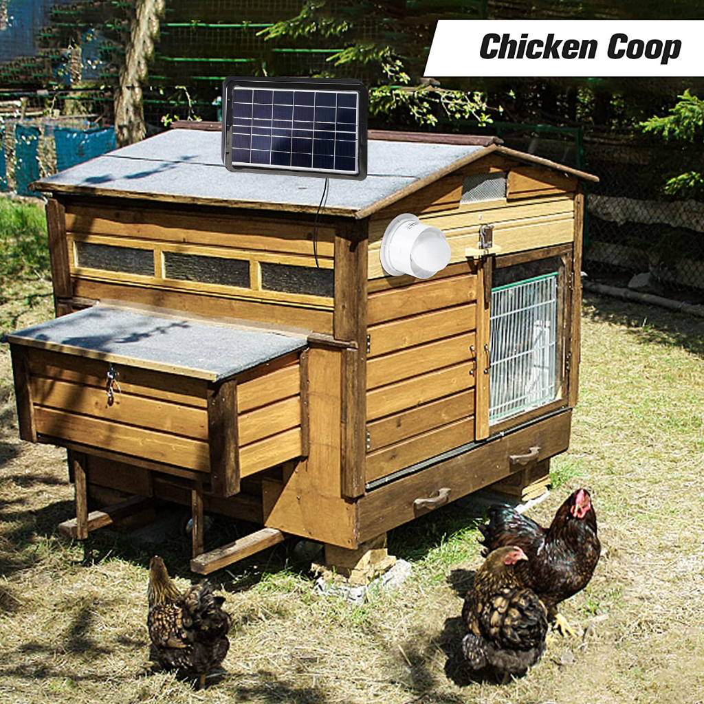 Tấm Pin Năng Lượng Mặt Trời 6W + Quạt Thông Gió Làm Mát 4 / 6 / 8-inch 5V Cho Nhà Kính / Gà