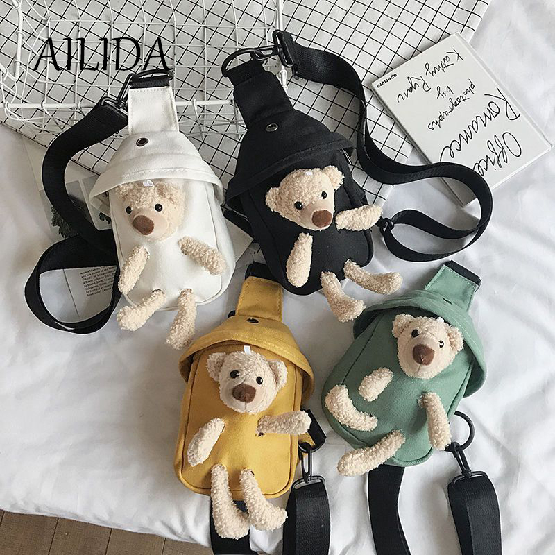 Túi Đeo Chéo Ngực Vải Canvas Thời Trang Phong Cách Hàn Quốc Cho Nữ