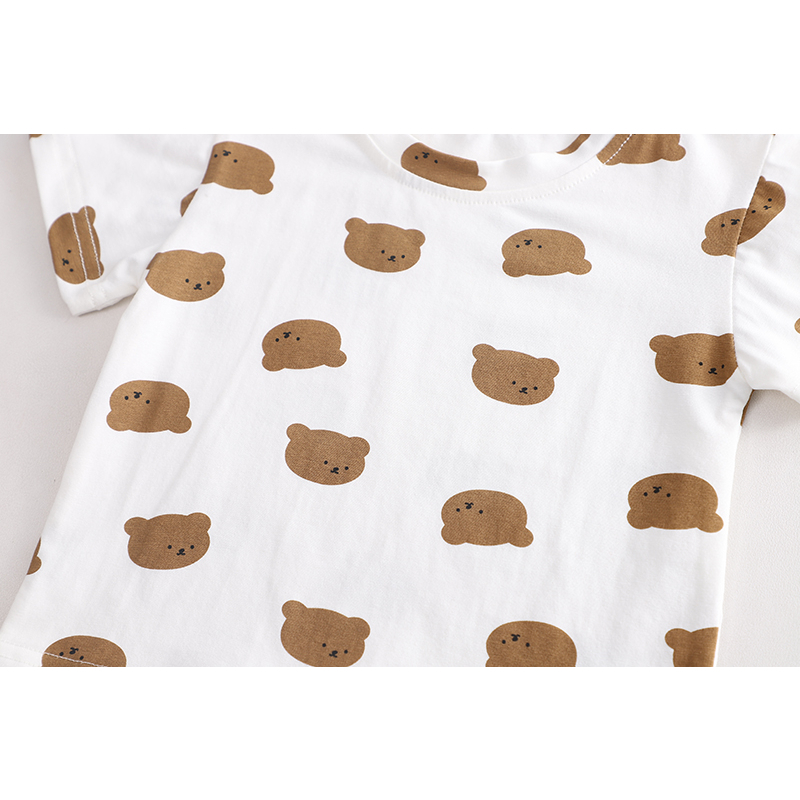 Set Áo Thun Ngắn Tay + Quần Yếm Ngắn Thời Trang Cho Bé