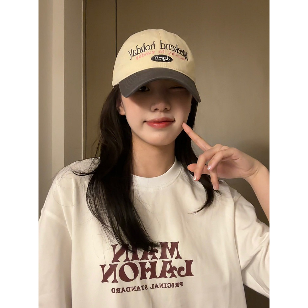 Mũ Lưỡi Trai Che Nắng Vành Rộng In Chữ Phối Màu Phong Cách Hàn Quốc Thời Trang Mùa Hè 2023 Mới