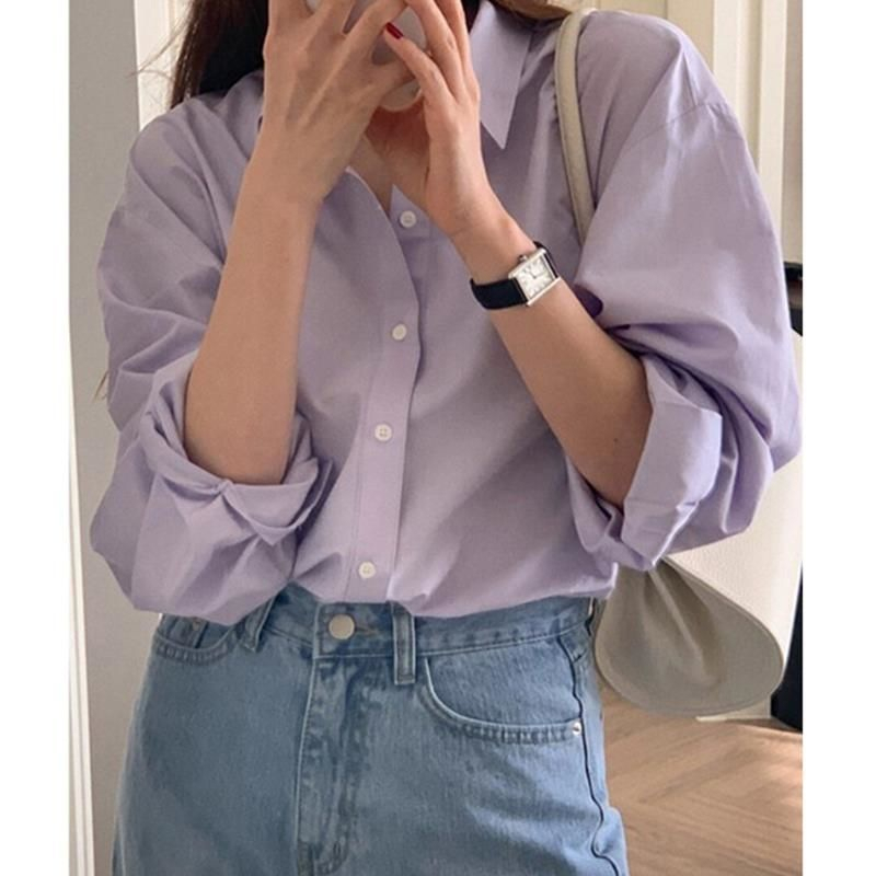 Áo Sơ Mi Nữ Dài Tay Dáng Rộng Phong Cách Hàn Quốc Baju Baju Wanita Lengan Panjang Hàng Mới Có Sẵn