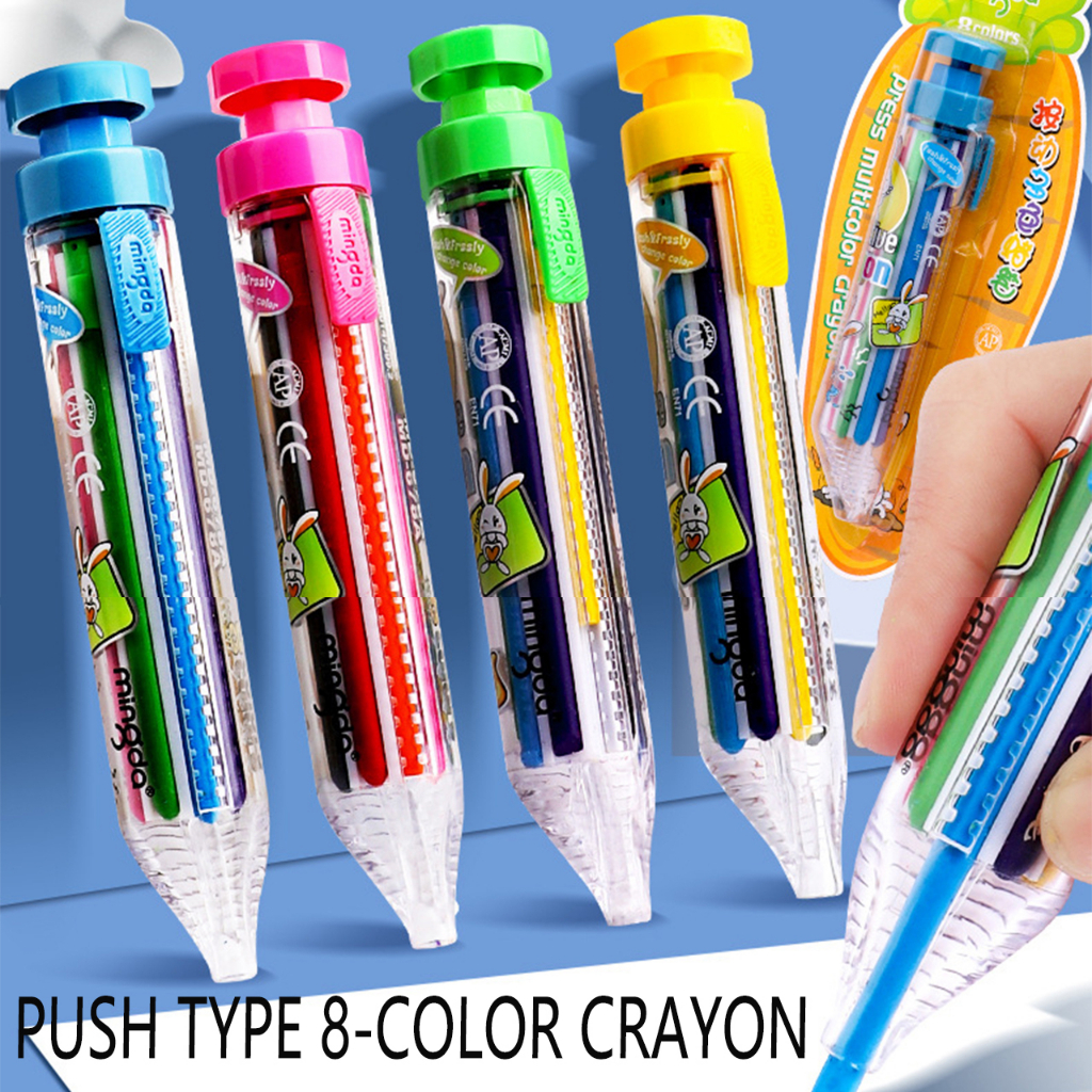 Bút Sáp Dạng Nhấn 8 Màu Đa Năng Sáng Tạo WJ012
