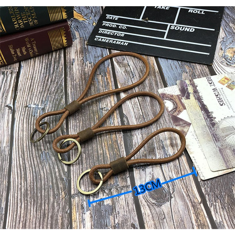 Móc Chìa Khóa Bằng Da Bò Màu Đồng Phong Cách Vintage