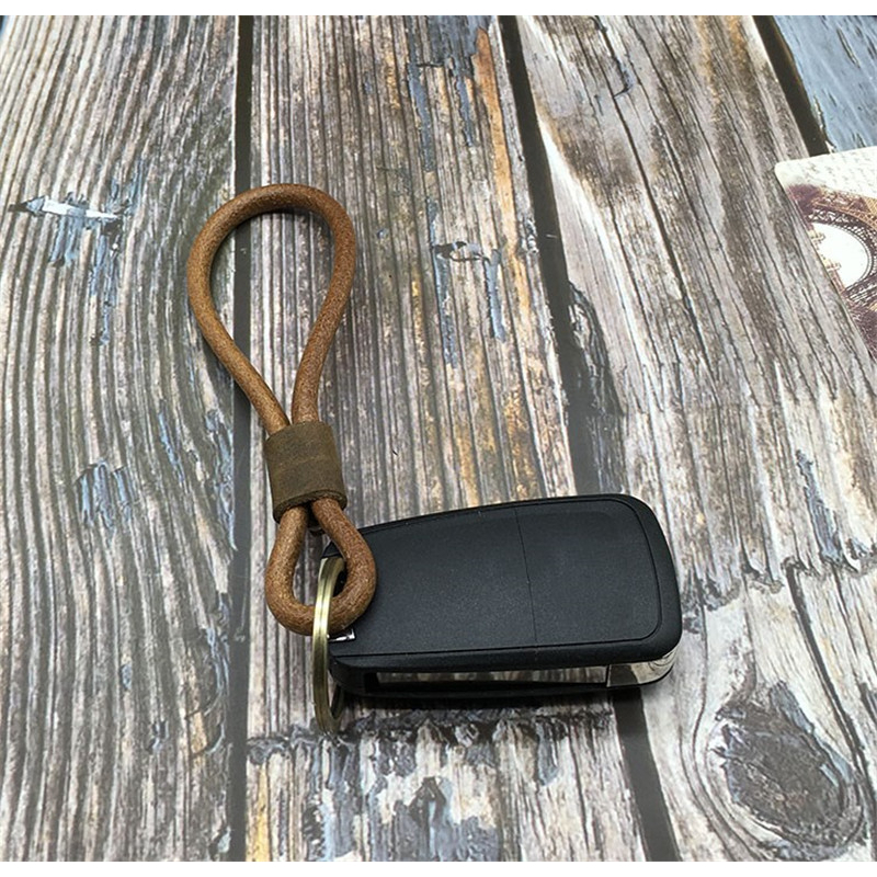 Móc Chìa Khóa Bằng Da Bò Màu Đồng Phong Cách Vintage