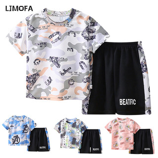 LJMOFA Bộ Đồ Thể Thao Áo Thun Tay Ngắn Phối Quần Short Nhanh Khô Thời Trang Mùa Hè Cho Bé 3-12 Tuổi