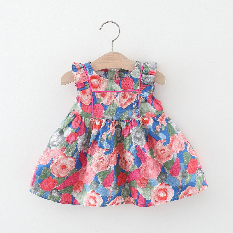 Đầm Công Chúa Mùa Hè Bằng Vải Cotton In Tranh Sơn Dầu Phong Cách Phương Tây Mới 2023 Cho Bé Gái