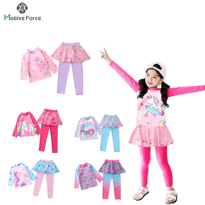 Bộ Đồ Bơi Hai Mảnh Áo Tay Dài Váy Quần Dành Cho Bé Gái đồ bơi bé gái