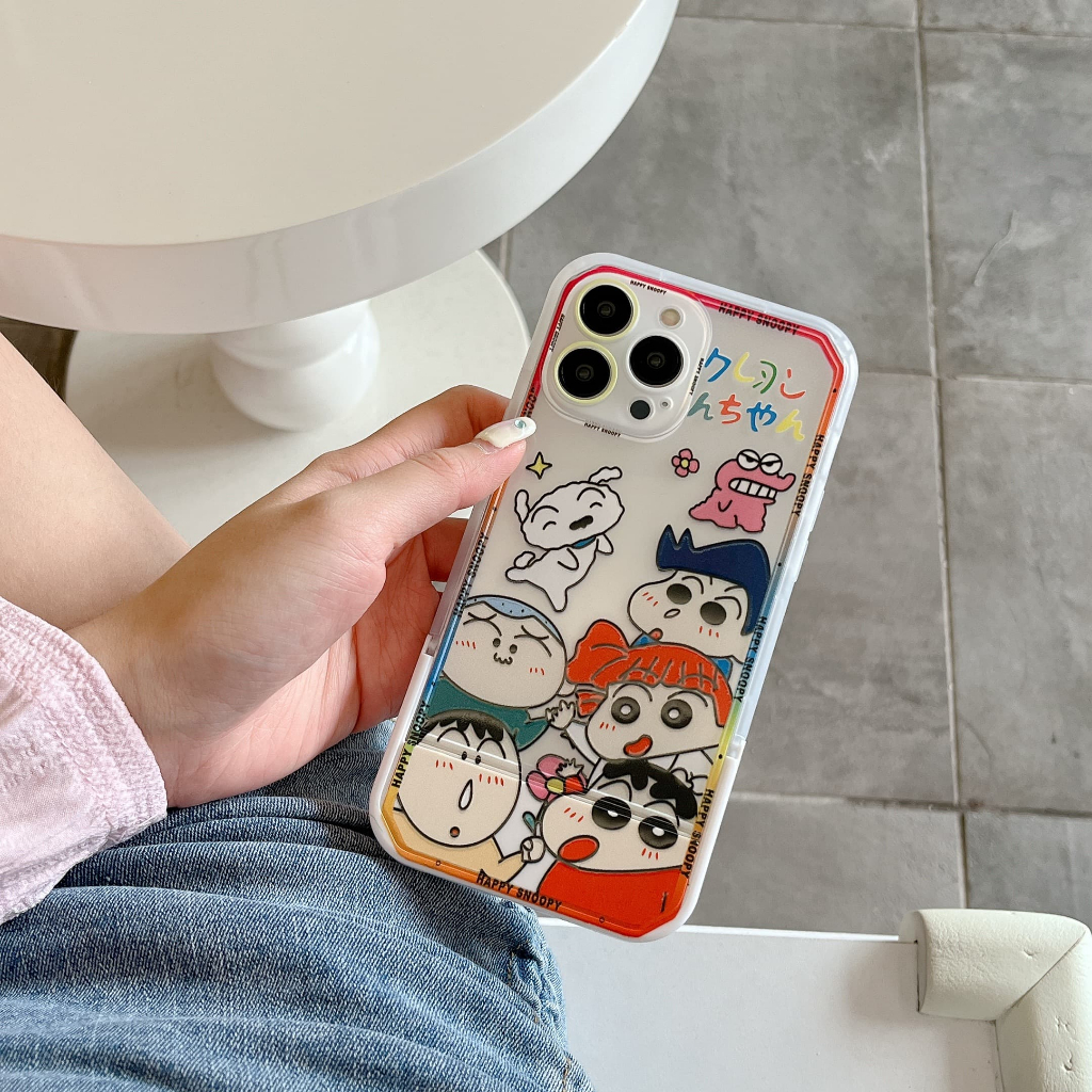 Ốp Lưng Chống Sốc Hình Cậu Bé Bút Chì Shin Và Snoopy Cho iPhone 14Promax 14Pro 14 13Promax 13Pro 13 12 11
