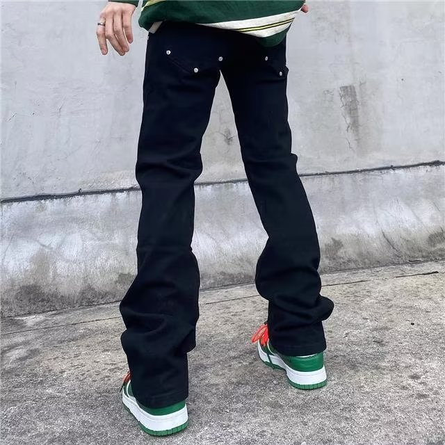 Quần ống loe jean unisex unisex  quần bò ống rộng Màu Trơn quần jean skinny nam Cao Cấp denim quần jean nam hàn quốc