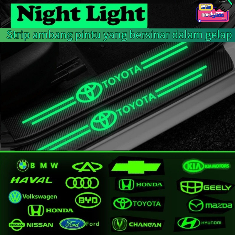 Bộ 4 Miếng Dán Dạ Quang Chống Trầy Trang Trí Nội Thất Xe Hơi