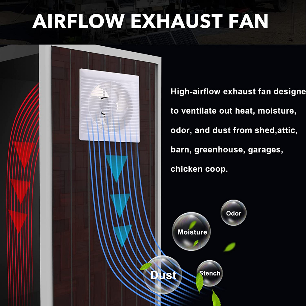 Tấm Pin Năng Lượng Mặt Trời 6W + Quạt Thông Gió Làm Mát 4 / 6 / 8-inch 5V Cho Nhà Kính / Gà