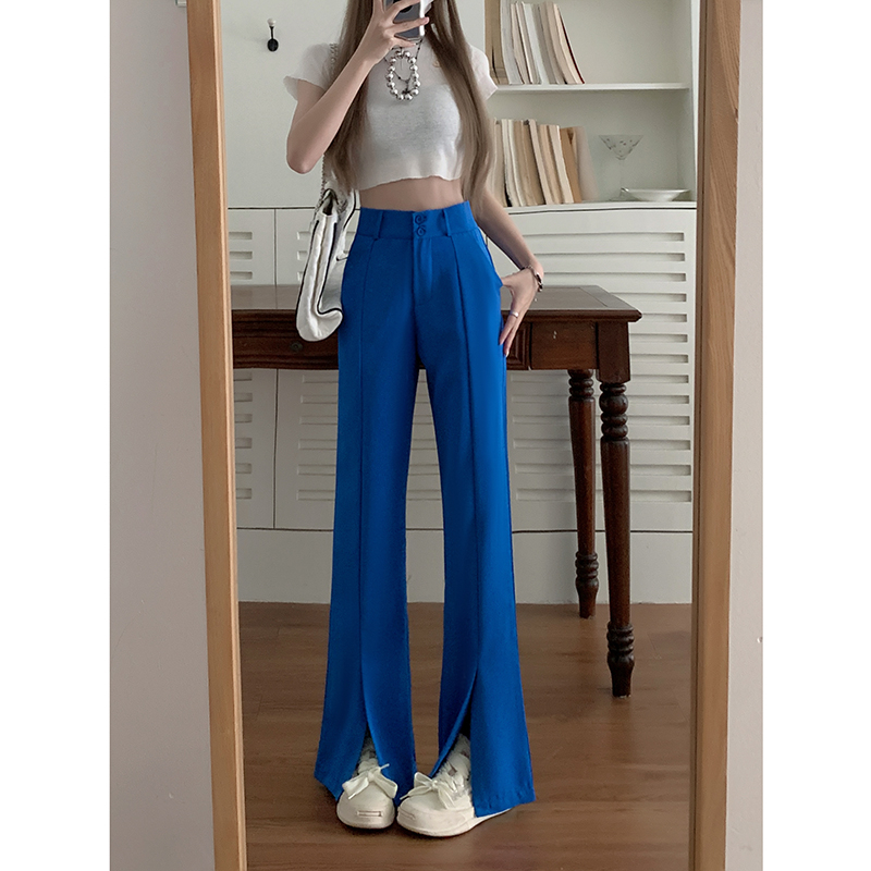 Lalisas Quần Dài Lưng Cao Dáng Rộng Xẻ Tà Hai Hàng Nút Khóa Thời Trang Thường Ngày Cho Nữ