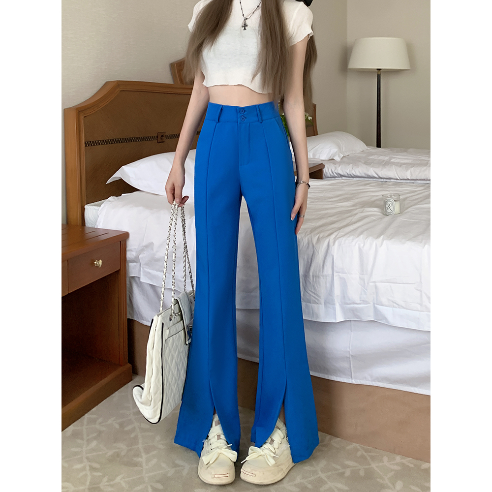 Lalisas Quần Dài Lưng Cao Dáng Rộng Xẻ Tà Hai Hàng Nút Khóa Thời Trang Thường Ngày Cho Nữ