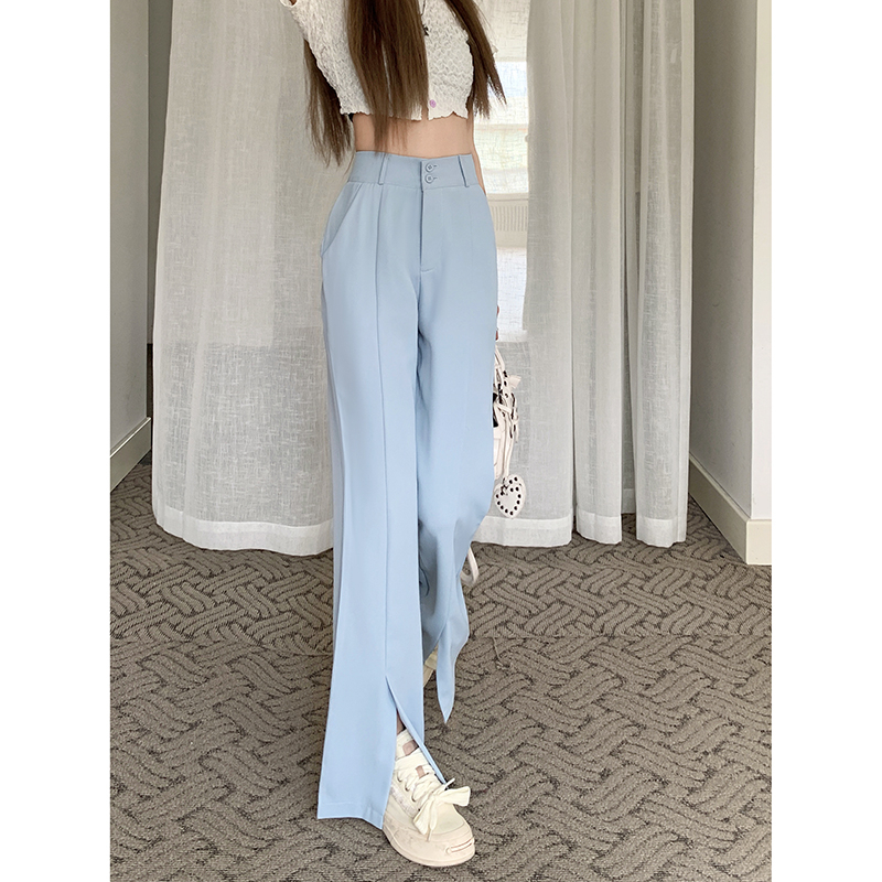 Lalisas Quần Dài Lưng Cao Dáng Rộng Xẻ Tà Hai Hàng Nút Khóa Thời Trang Thường Ngày Cho Nữ