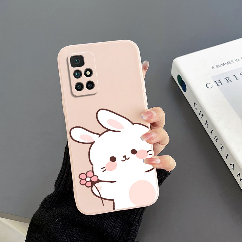 Ốp Điện Thoại Tpu In Hình Thỏ Và Hoa Cho Xiaomi poco M4pro 4G Xiaomi poco c40 Xiaomi 11 lite Xiaomi 6A