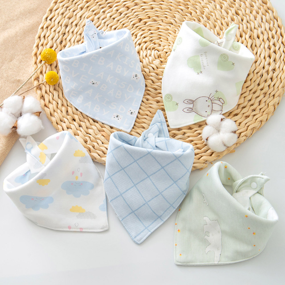 Set 5 Yếm Ăn Bằng Vải Cotton Mềm Mại Dành Cho Các Bé