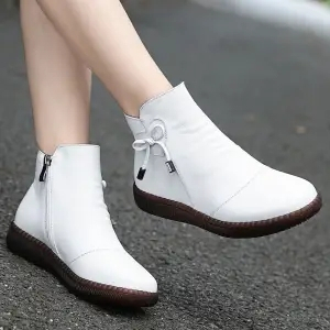 Giày Bốt Da Thật Đế Mềm Chống Trượt Thoải Mái Cho Nữ