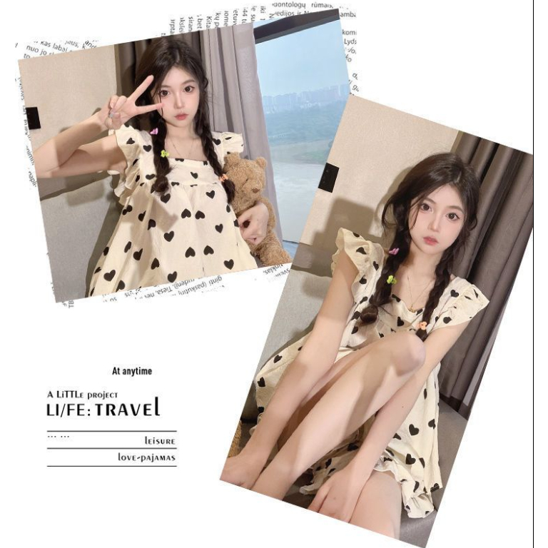 Bộ Đồ Ngủ Vải Cotton Lanh Hai Mảnh Phong Cách Nhật Bản Ngọt Ngào Cho Nữ