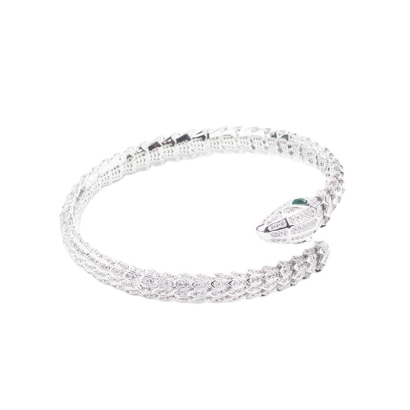 Vòng Tay Mạ Vàng Hồng 18k Hình Rắn Đính Đá Sang Trọng Cho Nữ