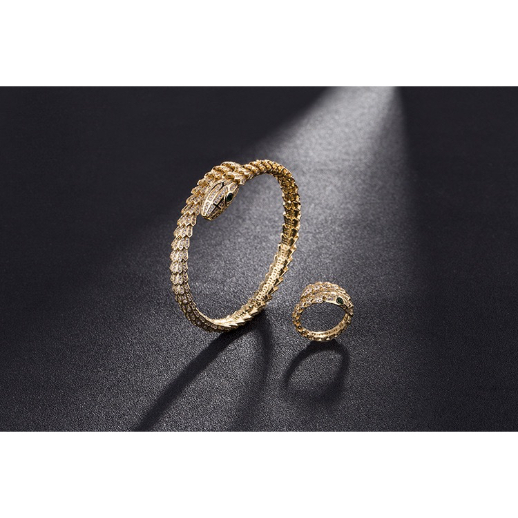 Vòng Tay Mạ Vàng Hồng 18k Hình Rắn Đính Đá Sang Trọng Cho Nữ