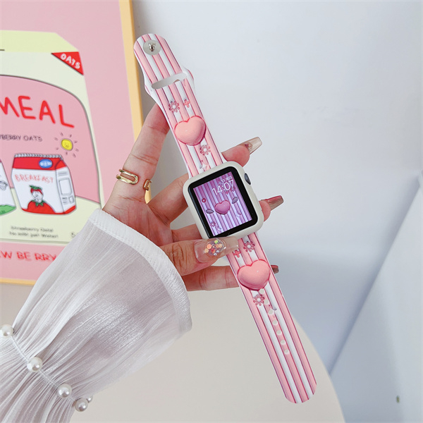 Dây Đeo Đồng Hồ Bằng Silicon Hình Nhân Vật Hoạt Hình 3D Dễ Thương Cho iWatch 7 / 6 / 5 / 4 / 3 / 2 / 1 / SE 38 / 40 / 41 / 42 / 44 / 45