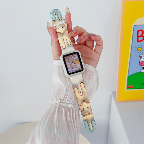 Dây Đeo Đồng Hồ Bằng Silicon Hình Nhân Vật Hoạt Hình 3D Dễ Thương Cho iWatch 7 / 6 / 5 / 4 / 3 / 2 / 1 / SE 38 / 40 / 41 / 42 / 44 / 45