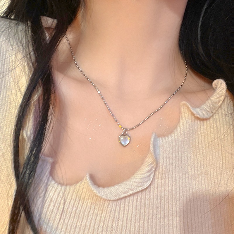 Vòng cổ Mạ Bạc Y2K Mặt Hình Trái Tim Thời Trang Hàn Quốc Cho Nữ