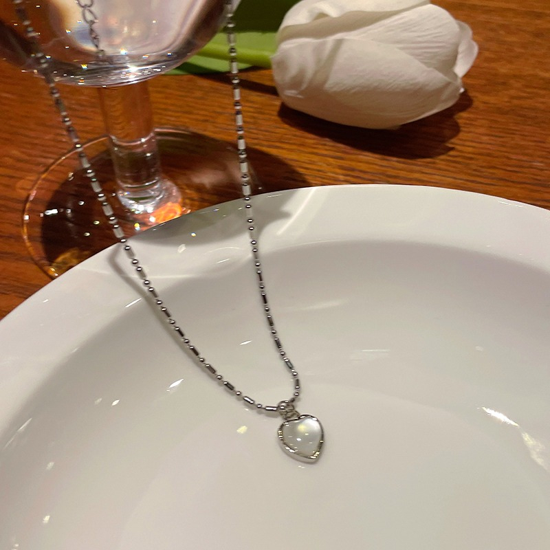 Vòng cổ Mạ Bạc Y2K Mặt Hình Trái Tim Thời Trang Hàn Quốc Cho Nữ