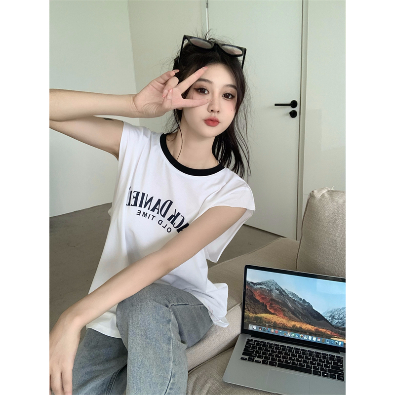 Áo Thun Sát Nách Dáng Rộng In Chữ Cái Phong Cách Mỹ Thời Trang Cho Nữ