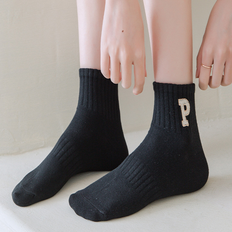 Đôi Tất Chân Cotton Thoáng Khí Màu Trơn Đơn Giản Thời Trang Cho Nữ