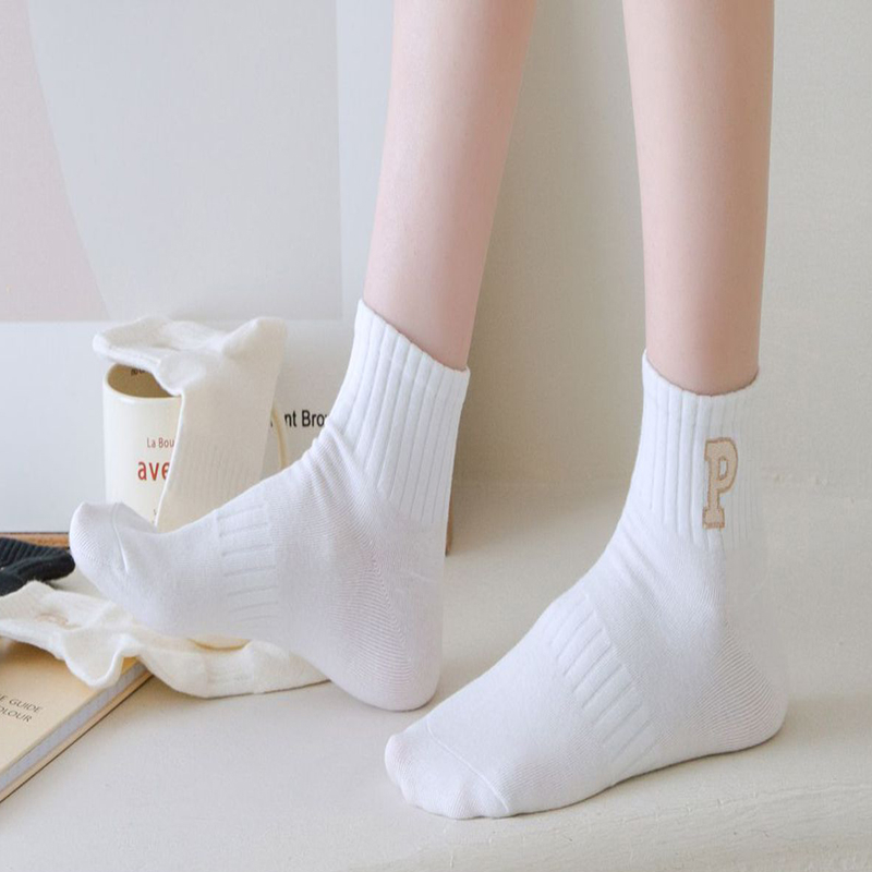 Đôi Tất Chân Cotton Thoáng Khí Màu Trơn Đơn Giản Thời Trang Cho Nữ