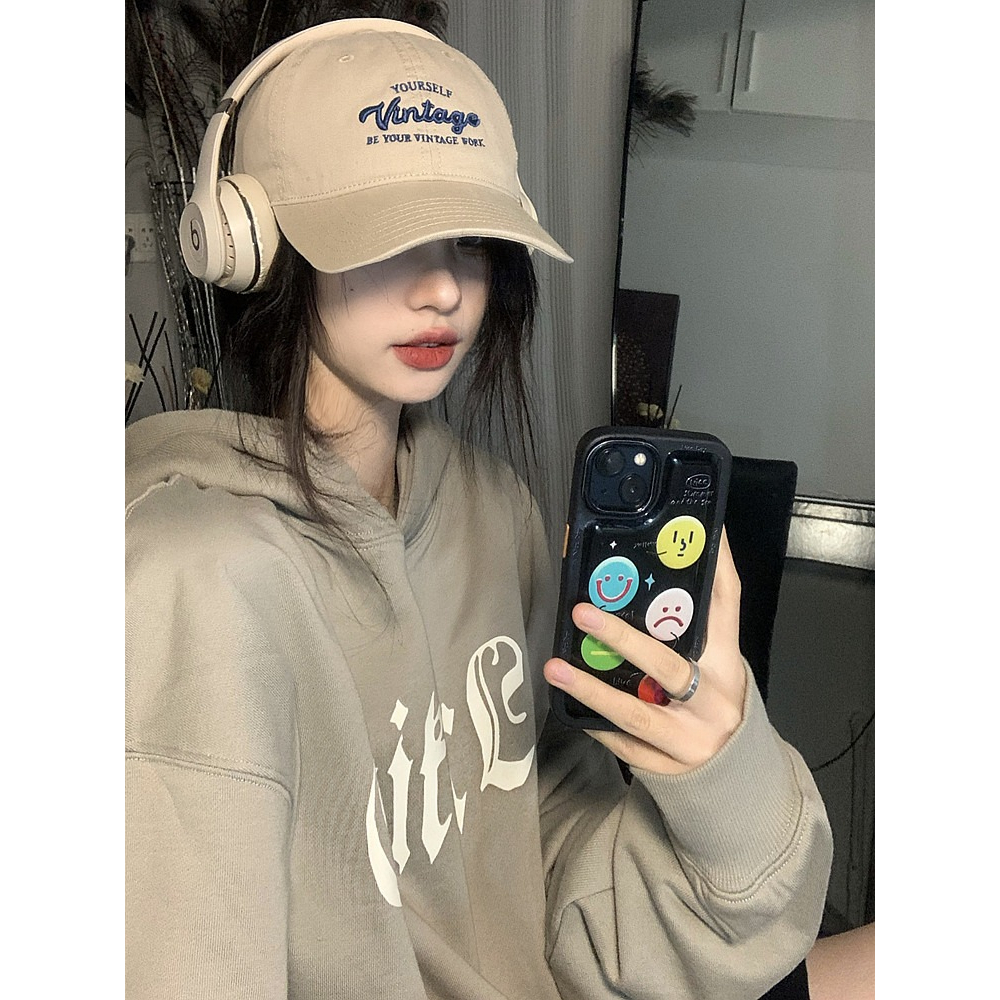 Mũ Lưỡi Trai Mềm Mại In Chữ Phong Cách Retro Mỹ Cá Tính